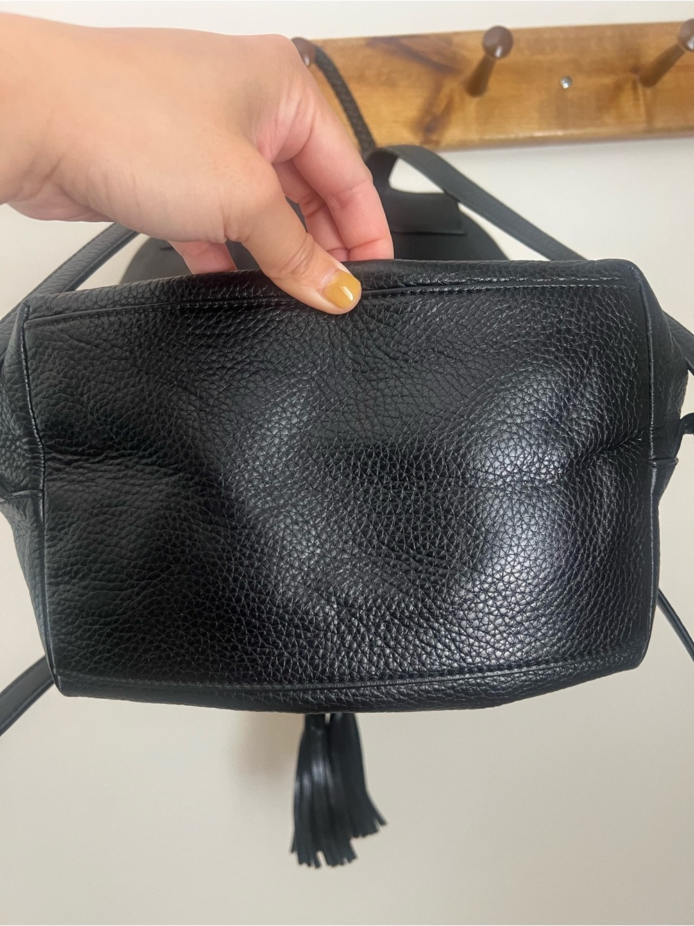 Tory Burch Black Pebbled Tassel Mini Backpack - Picture 5 of 8